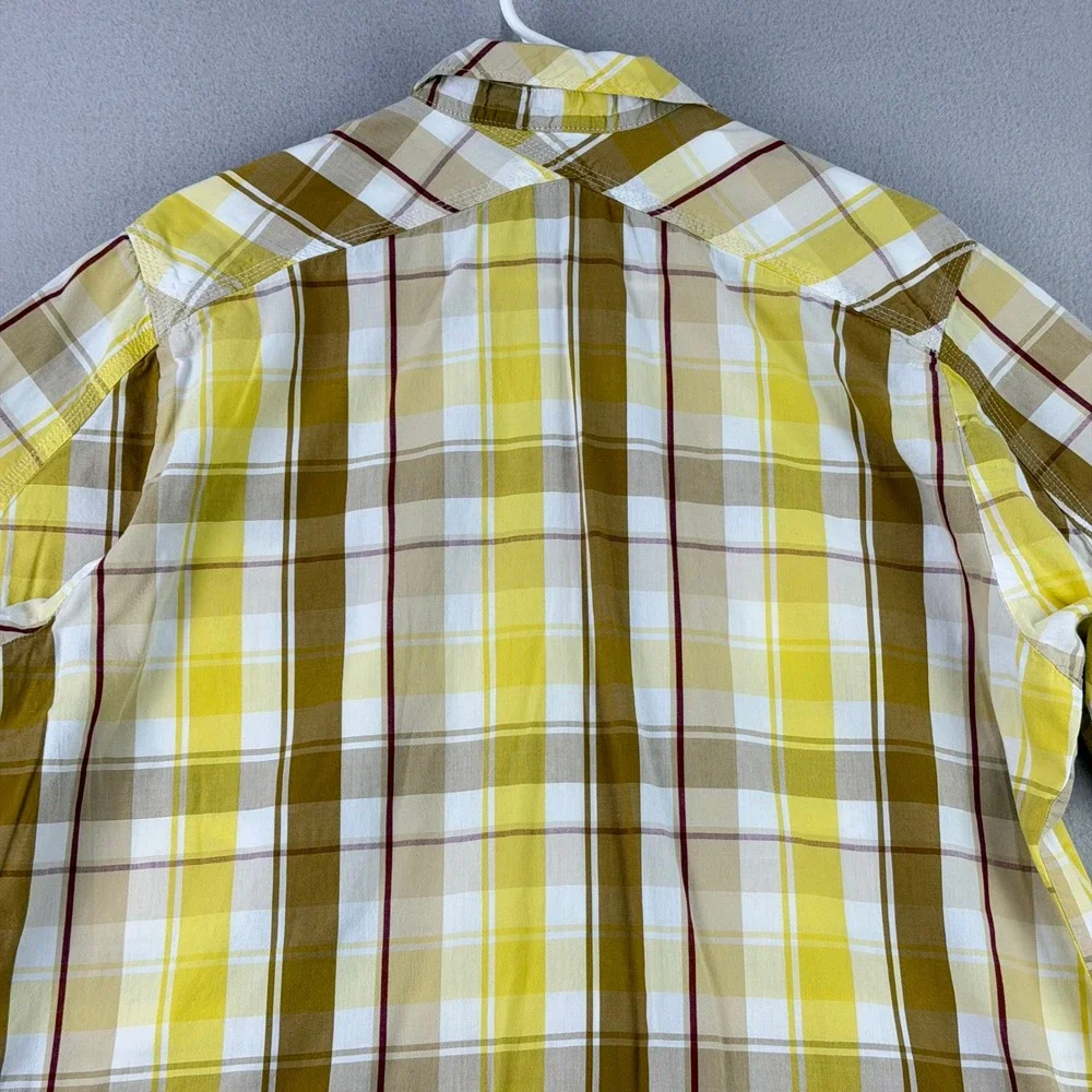 Jordan Jumpman Shirt Mens Large Yellow Plaid Short Sleeve Roll Tab Button Up Y2K